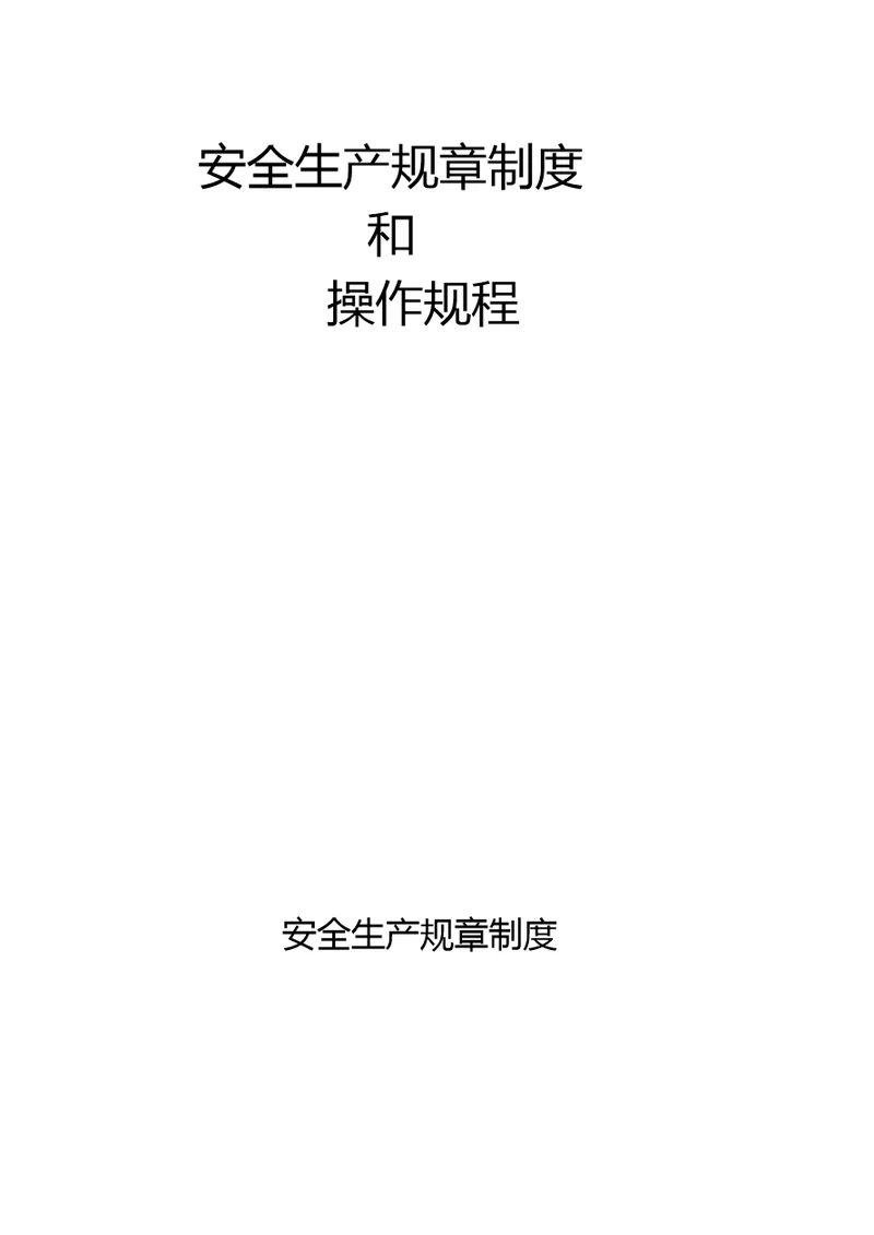 安全生产规章制度和操作规程(2)