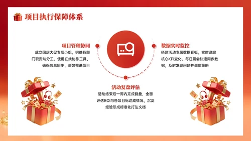 红色系简约国庆促销企业内部会议PPT模板