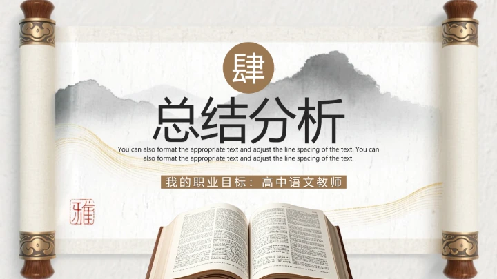 棕色水墨风汉语言文学专业大学生职业生涯规划发展展示PPT模版