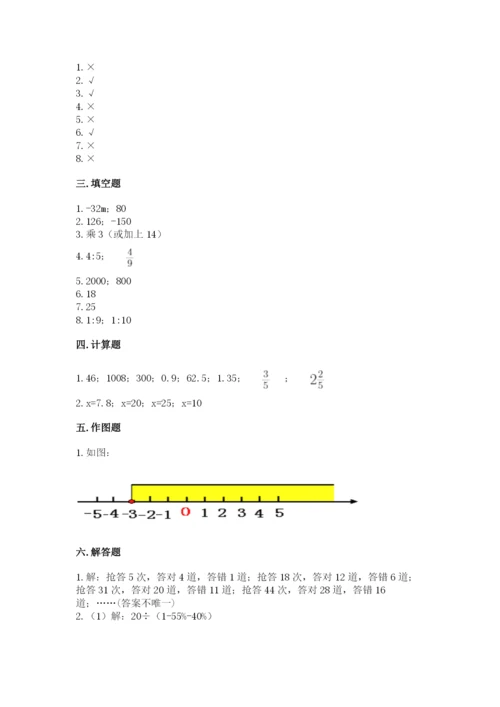 冀教版小学六年级下册数学期末综合素养测试卷附参考答案（轻巧夺冠）.docx