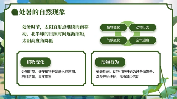 绿色3D风处暑节气主题班会