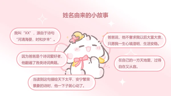 眠眠兔粉色简约风自我介绍