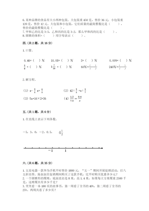 小学六年级数学摸底考试题（典优）.docx