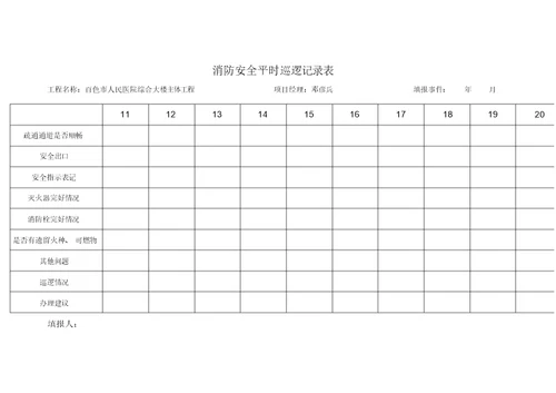 消防安全日常巡查记录表格