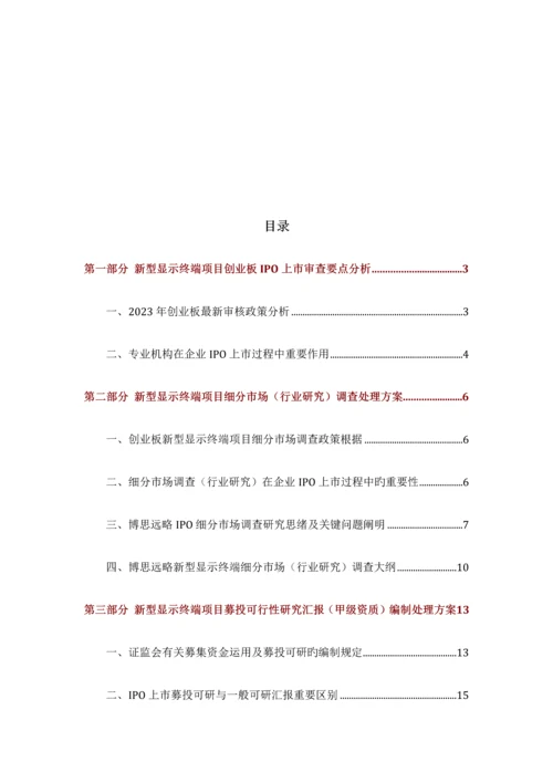 新型显示终端IPO上市咨询最新政策募投可研细分市场调查综合解决方案.docx
