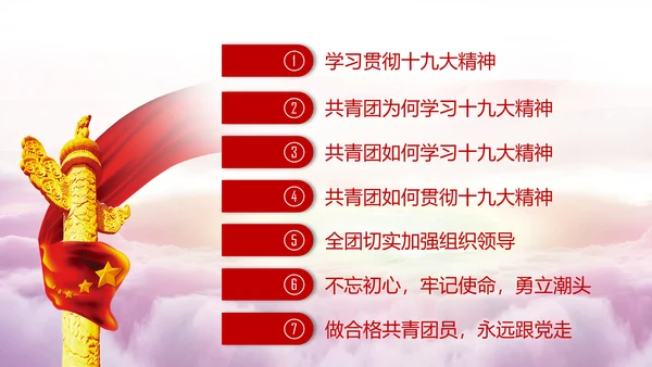 中国共青团学习十九大精神做合格团员PPT