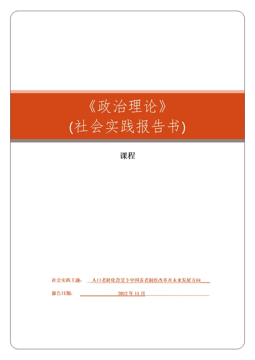 政治理论社会实践报告人口老龄化背景下中国养老制度改革及未来方向