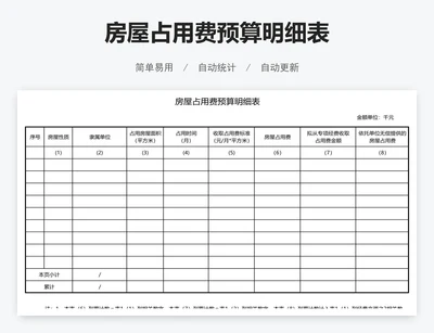 房屋占用费预算明细表