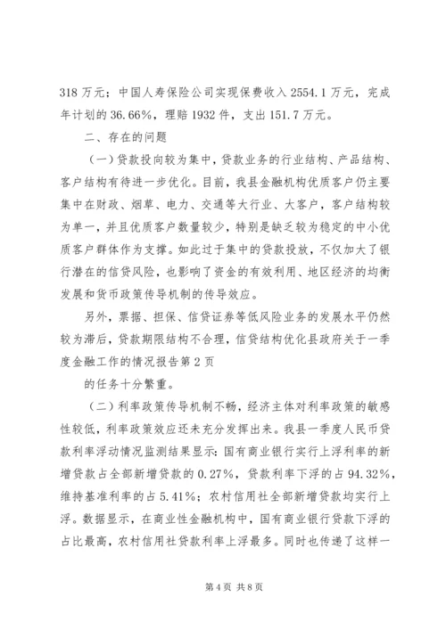 县政府关于一季度金融工作的情况报告.docx