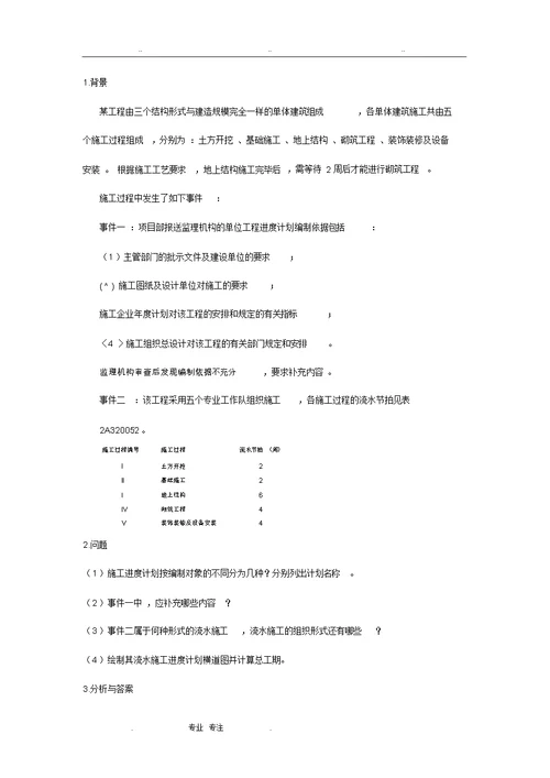 2019二建建筑工程管理与实务案例汇总