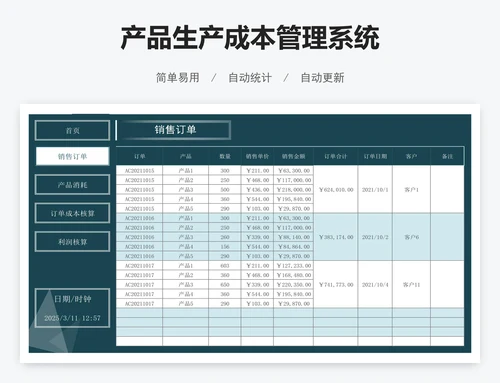 产品生产成本管理系统