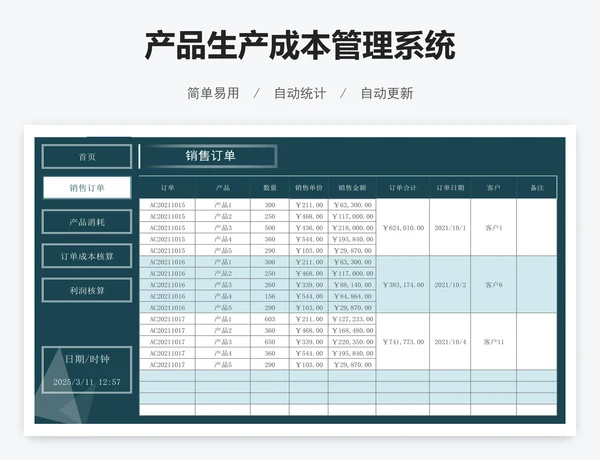 产品生产成本管理系统