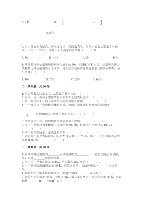 浙教版数学小升初模拟试卷附参考答案（精练）.docx