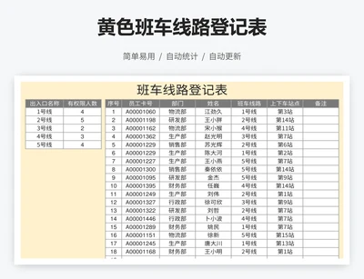 黄色班车线路登记表