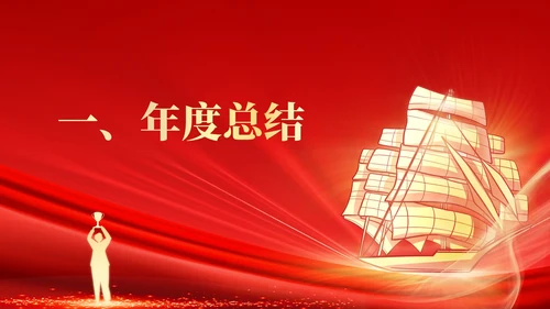 红色商务风扬帆企业员工庆典PPT模板