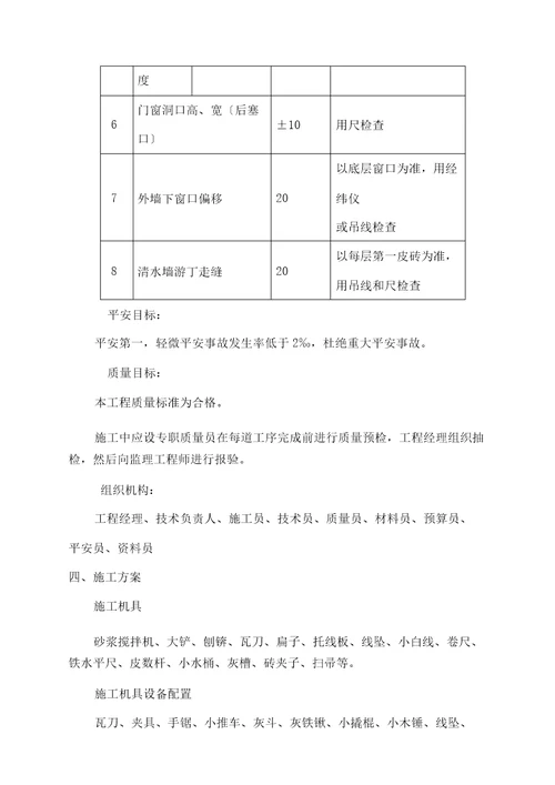 清水墙砖砌体工程专项施工方案