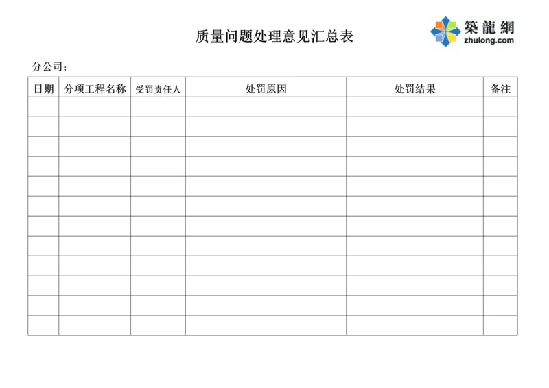 质量问题处理意见汇总表.docx