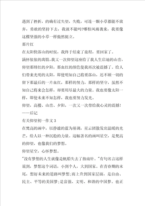 有关仰望初一作文