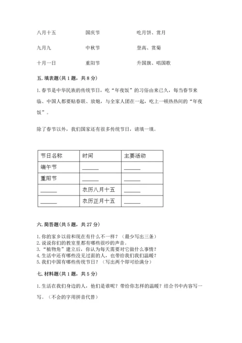 部编版二年级上册道德与法治 期末测试卷附答案（夺分金卷）.docx