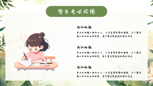 绿色小新清家长会教育汇报模板