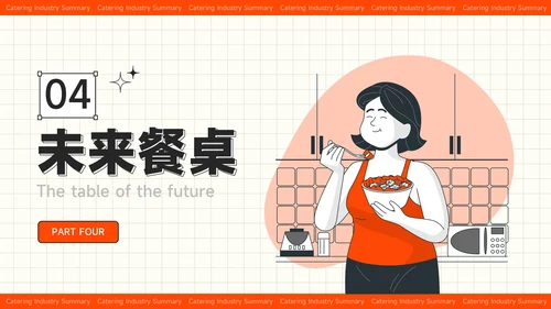 红色插画风夏季经济消费报告餐饮行业总结