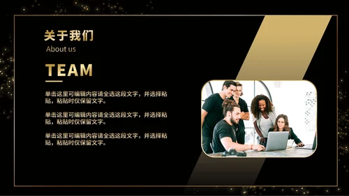 黑金商务企业团队成员介绍PPT模板