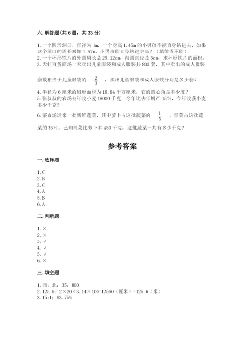 人教版六年级上册数学期末测试卷精品（能力提升）.docx