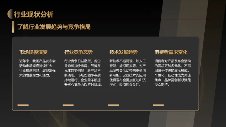 黑色黑金风产品发布会活动策划PPT模板