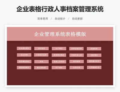 企业表格行政人事档案管理系统模板人力资源