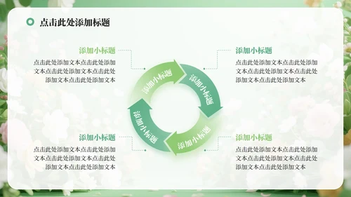 绿色小清新风花团锦簇元素大学生自我介绍PPT模板