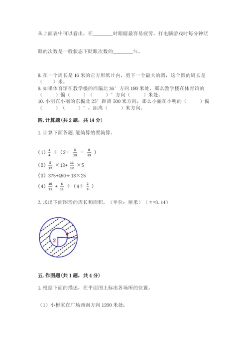 2022六年级上册数学期末考试试卷附答案【轻巧夺冠】.docx