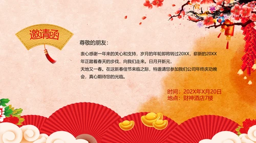2022喜庆虎年春节新年快乐电子贺卡PPT