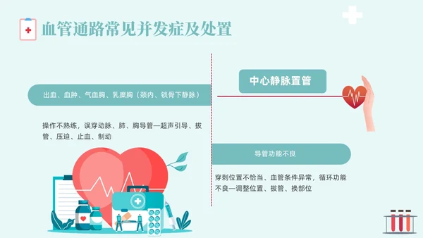 红色蓝色插画风简约风血液透析血液通路医疗健康护理培训PPTm