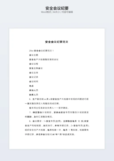安全会议纪要