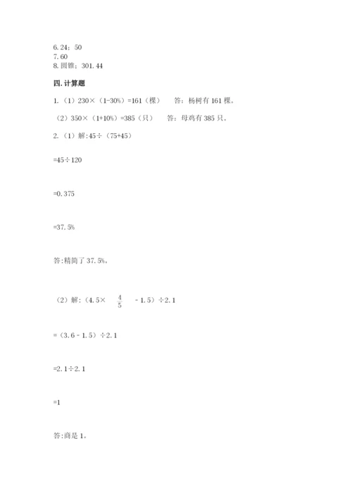 北京版六年级下册数学期中测试卷最新.docx