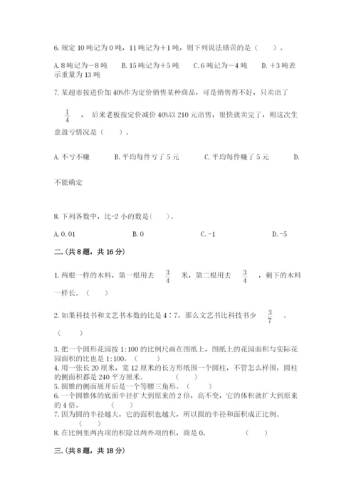 人教版小升初数学模拟试卷【精练】.docx