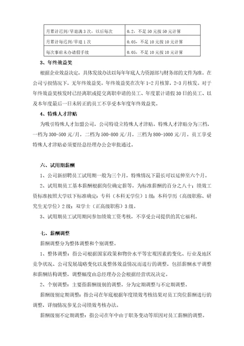 xx公司薪酬福利管理制度