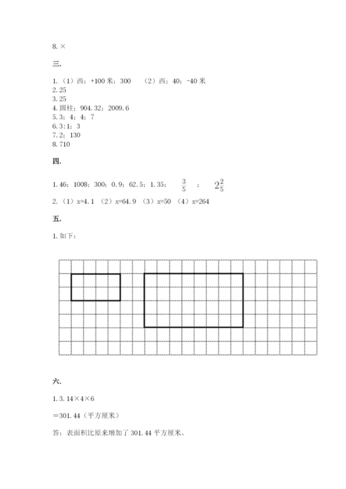 河南省平顶山市六年级下册数学期末测试卷带答案ab卷.docx