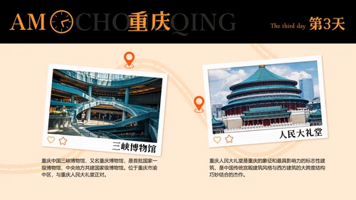 橙黑色插画风重庆旅游攻略
