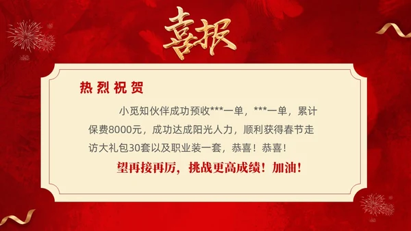 红色喜庆简约企业销售喜报战报捷报PPT