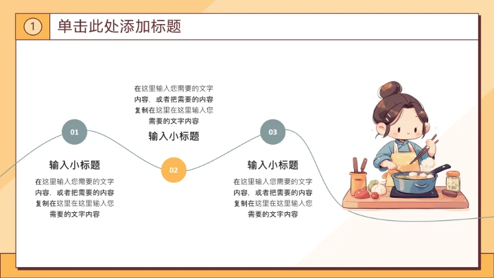 黄色卡通风大学生美食社团招新PPT模板