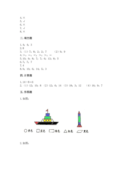 人教版一年级下册数学期中测试卷精品（完整版）.docx