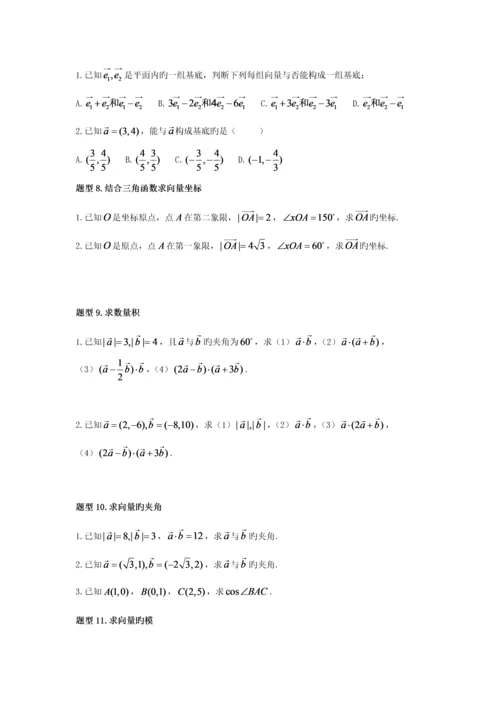 2023年高中数学平面向量知识点总结及常见题型.docx