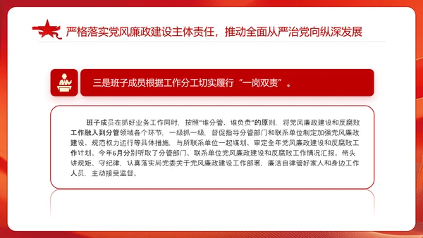 领导班子一岗双责履职情况工作报告PPT
