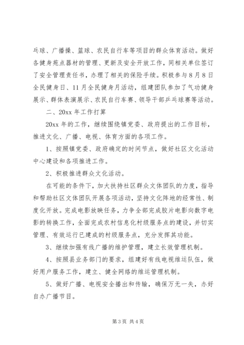 乡镇文体广电站工作总结和工作打算.docx