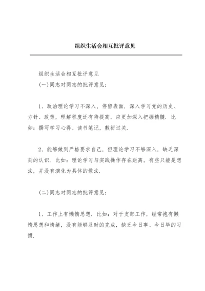 组织生活会相互批评意见.docx