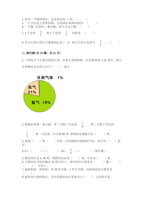 2022人教版六年级上册数学期末测试卷含完整答案（精选题）.docx