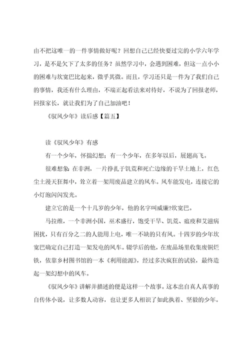 驭风少年）有感读后感