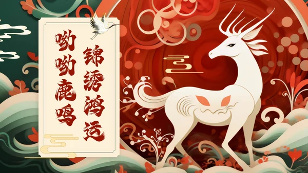 红色绿色国潮风中国风通用PPT模板