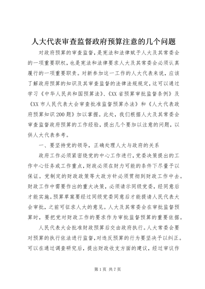 人大代表审查监督政府预算注意的几个问题.docx